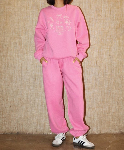 Sunday Brunch Loungewear Set Cozy Sweatshirt & Joggers Valentine Set