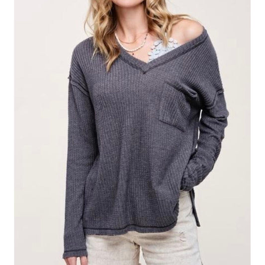 Talia Brushed Waffle Knit Top - Kiyana Boutique