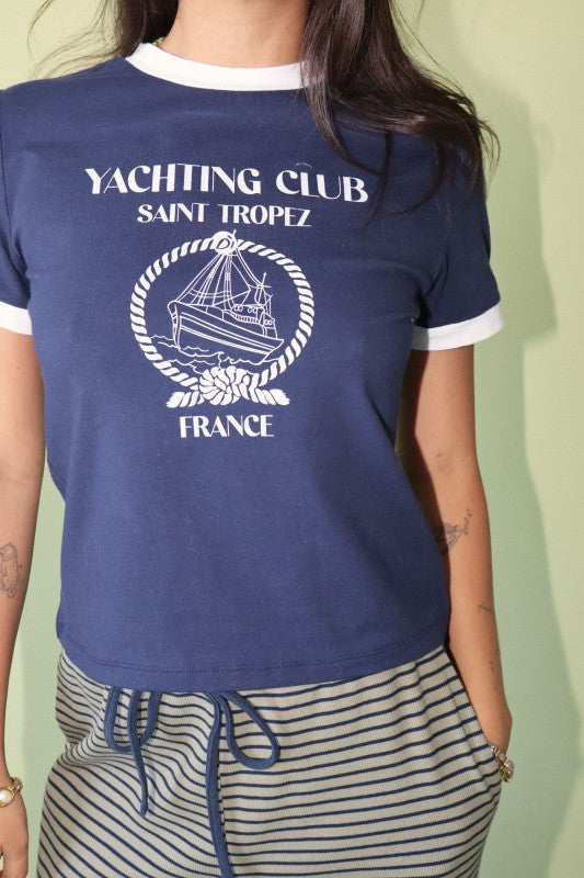 Saint Tropez Yachting Club Tee-Navy Blue - Kiyana Boutique