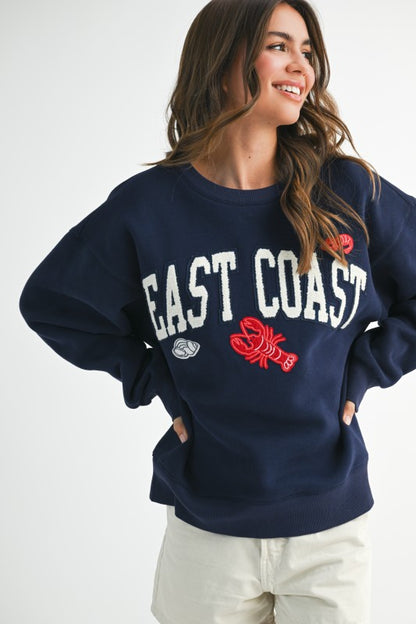 East Coast Graphic Fleece Pullover-Navy Blue
