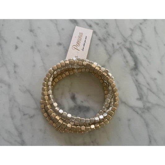 Alexa Beaded Bracelet Stack-Gold & Silver - Kiyana Boutique