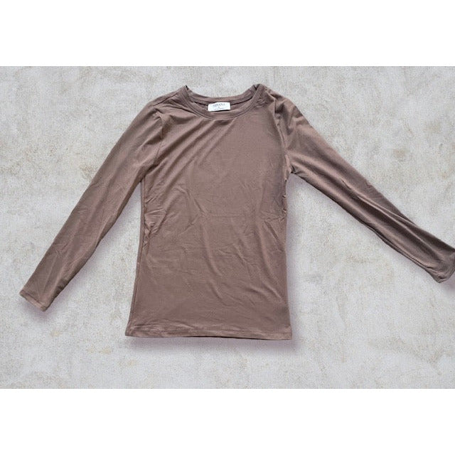 Caitlyn Butter Soft Long Sleeve Top | Mocha - Kiyana Boutique