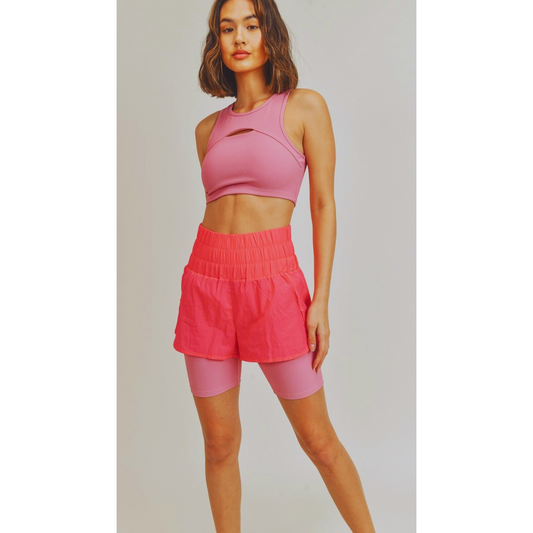 Gotta Run Pink High Waisted Active Shorts - Kiyana Boutique