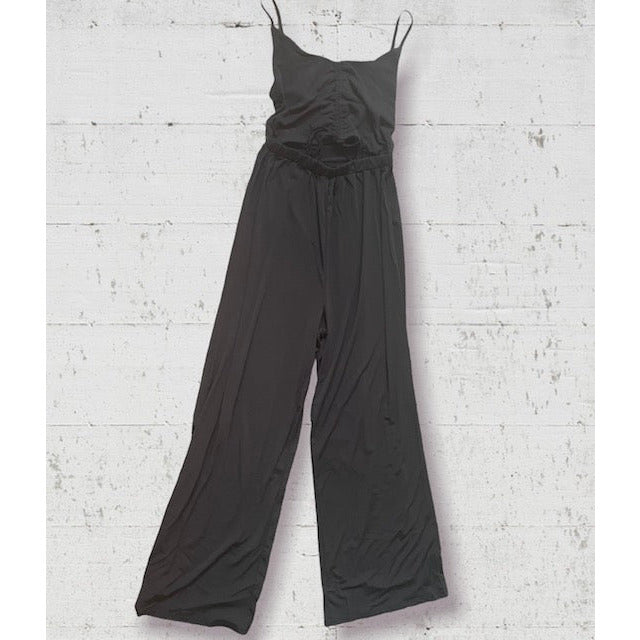 Island Dreams Ruched Cami Jumpsuit-Black - Kiyana Boutique