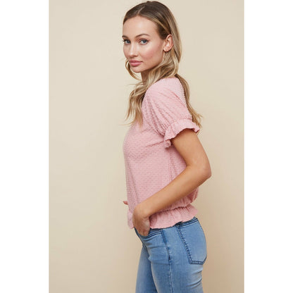 Saylor Pink Swiss Dot Top - Kiyana Boutique