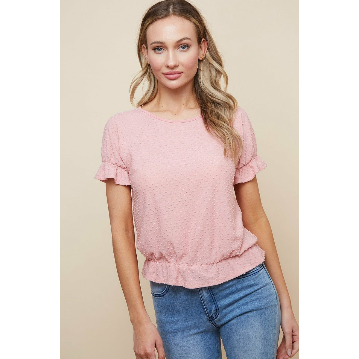 Saylor Pink Swiss Dot Top - Kiyana Boutique