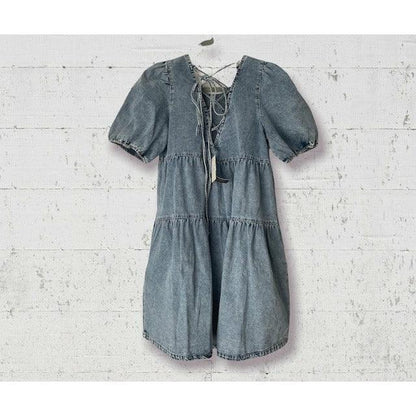 Sienna Cross Back Denim Dress - Kiyana Boutique