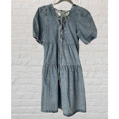 Sienna Cross Back Denim Dress - Kiyana Boutique