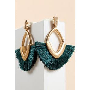 Zelda Teal Tassel Drop Earrings - Kiyana Boutique