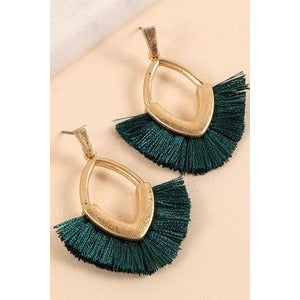 Zelda Teal Tassel Drop Earrings - Kiyana Boutique