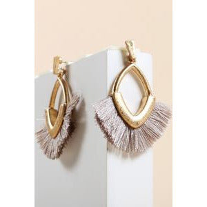 Zelda Light Grey Tassel Drop Earrings - Kiyana Boutique